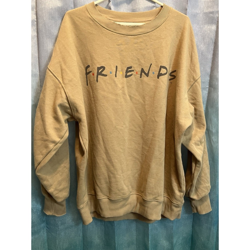 American Eagle F•R•I•E•N•D•S Women's XL Camel Soft Sweatshirt Distressed (i392)